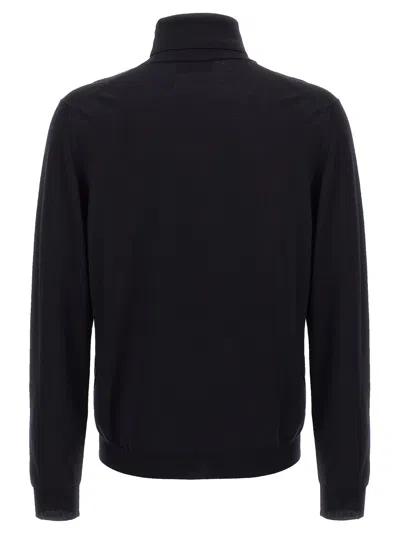 Zanone Turtleneck Cuffed-sleeve Sweater In Black