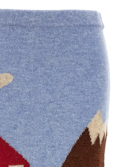 Moschino Multicolor Shetland Knit Skirt In Blue