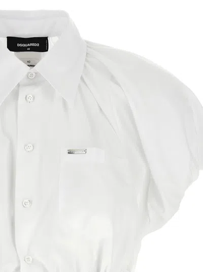 Dsquared2 Short Sleeve Collared Shirt With Gathered Detail