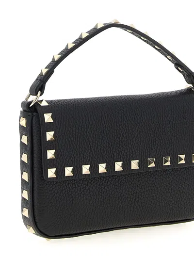 Valentino Garavani Rockstud Logo-embossed Leather Cross-body Bag In Black