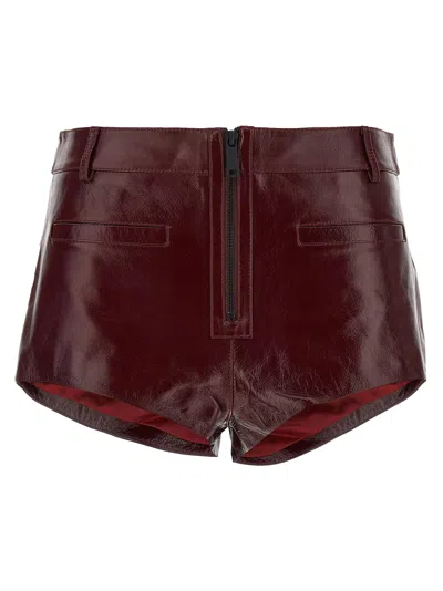 Self-portrait Self Portrait Women Leather Micro Shorts In Burgundy
