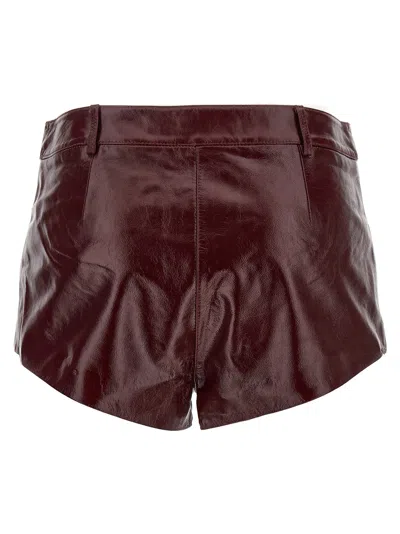 Self-portrait Self Portrait Women Leather Micro Shorts In Burgundy