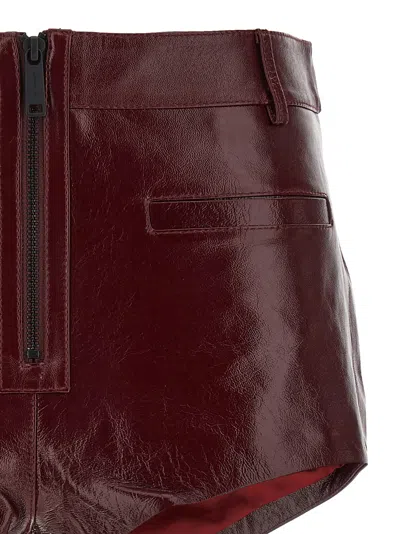Self-portrait Self Portrait Women Leather Micro Shorts In Burgundy