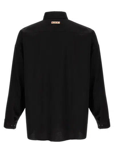 Marni Cool Wool Shirt With Contrast Stitching Shirt And Blouse Black