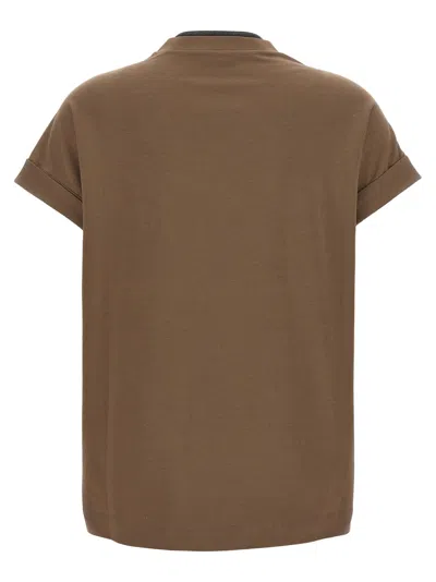Brunello Cucinelli Rolled Cuffs V-neck Short Sleeve Top