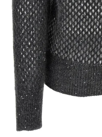Brunello Cucinelli Rustic Dazzling Net Sweaters And Cardigans Gray