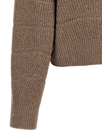 Brunello Cucinelli Rustic Dazzling Net Sweaters And Cardigans Brown