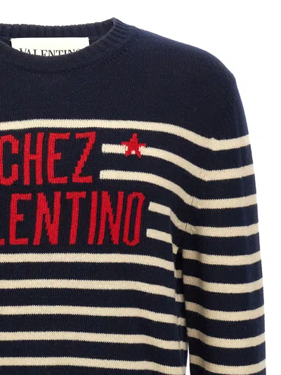 Valentino Garavani Crewneck Sweater With Bold Jacquard Motif In Black
