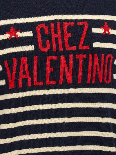 Valentino Garavani Crewneck Sweater With Bold Jacquard Motif In Black