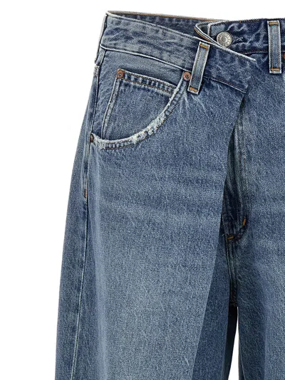 Agolde Wide-leg Jeans With Belt Loops And Five-pocket Style In Blue