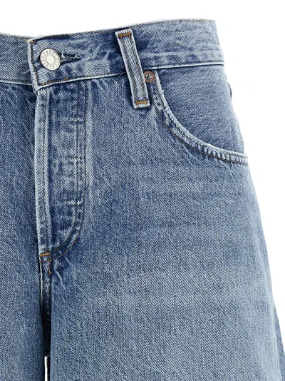 Agolde Light Blue Baggy V-short Bermuda Shorts In Blue