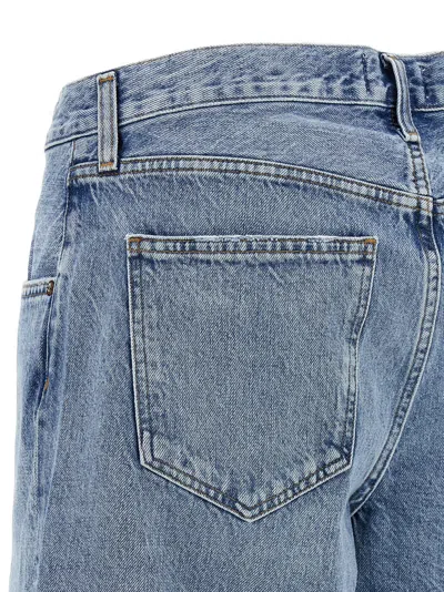 Agolde Light Blue Baggy V-short Bermuda Shorts In Blue