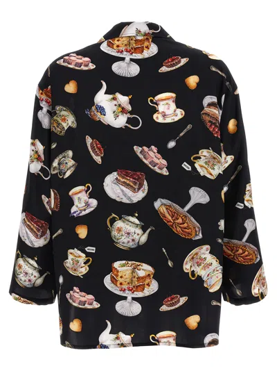 Moschino Multicolor Tea Time Print Shirt In Black