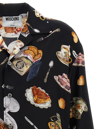 Moschino Multicolor Tea Time Print Shirt In Black