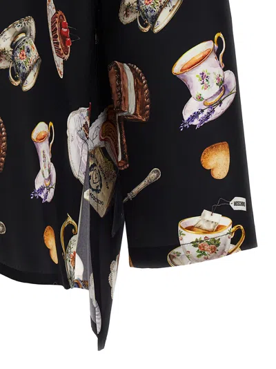 Moschino Multicolor Tea Time Print Shirt In Black