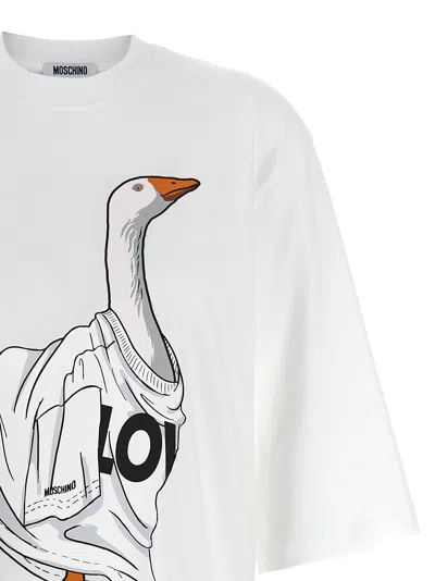 Moschino Graphic Front Print T-shirt With Ribbed Neckline In White