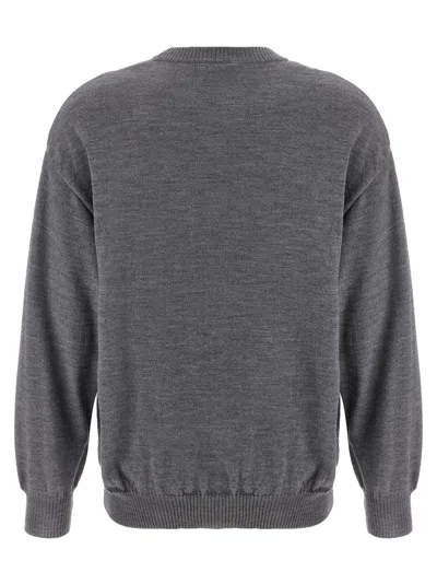 Moschino Crew Neck Graphic Print Intarsia Sweater