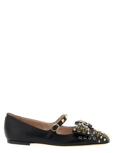 Valentino Garavani Mary-jane Bowow Ballerina In Kidskin With Studs Woman Black 35