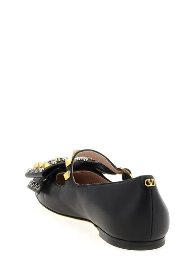 Valentino Garavani Mary-jane Bowow Ballerina In Kidskin With Studs Woman Black 35