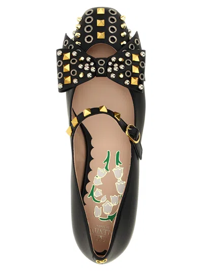 Valentino Garavani Mary-jane Bowow Ballerina In Kidskin With Studs Woman Black 35