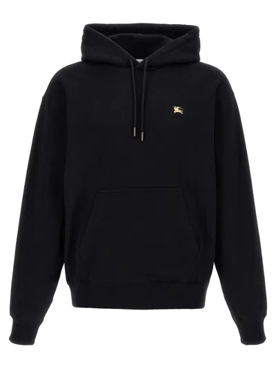 Burberry Men Black Sweatshirt With Ekd Embroidery On The Front And Logo Print On The Rear In Cotton