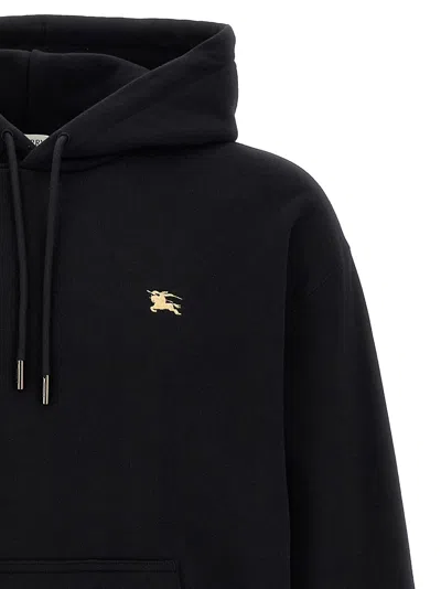 Burberry Men Black Sweatshirt With Ekd Embroidery On The Front And Logo Print On The Rear In Cotton