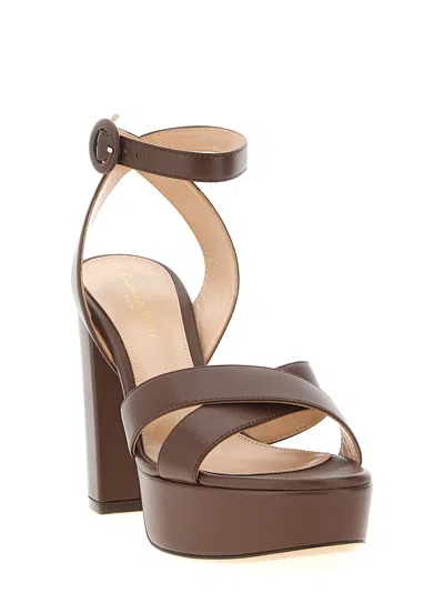 Gianvito Rossi Brown Ankle Strap Heels
