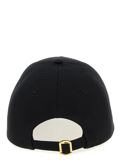 Valentino Garavani Black Hat With Logo On The Front In Cotton Man In Black