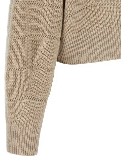 Brunello Cucinelli Rustic Dazzling Net Sweaters And Cardigans Beige
