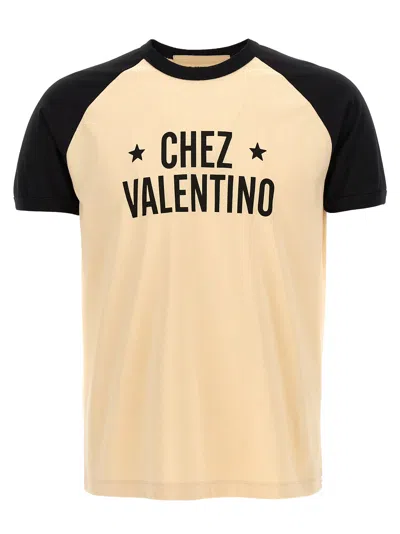 Valentino Sleeve Contrast Graphic Print Crew Neck In Neutral
