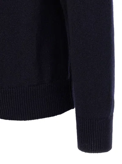 Zanone Crew Neck Wool Sweater With Ribbed Cuffs In Blue
