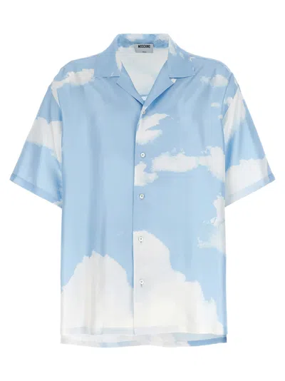 Moschino Cloud Print Silk Shirt In Blue