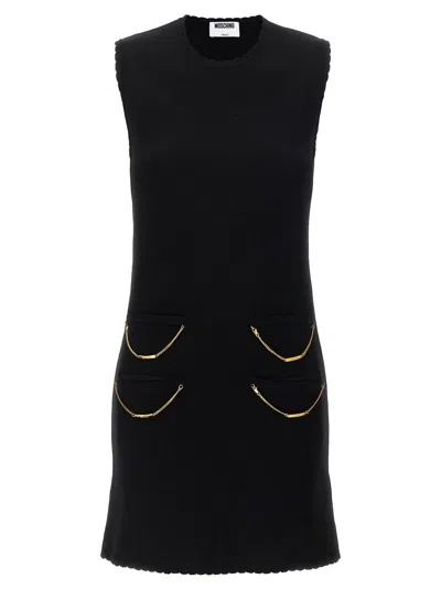 Moschino Zipper Pocket Scalloped Sleeveless Dress