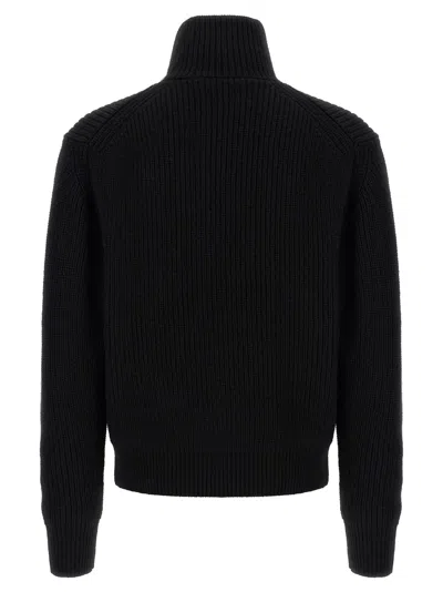 Tom Ford Slim-fit Ribbed Wool And Cashmere-blend Zip-up Cardigan In Black