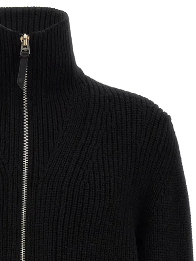 Tom Ford Slim-fit Ribbed Wool And Cashmere-blend Zip-up Cardigan In Black