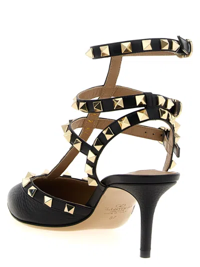 Valentino Rockstud Leather Slingback Pumps In Black