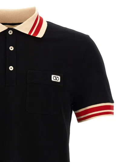 Valentino Vlogo Signature Cotton Polo Shirt In Black
