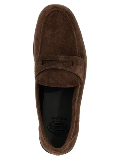 Church's Round-toe Suede Loafers With Penny Strap In Brown