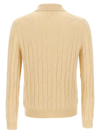 Zanone Wool Braided Pattern Polo Shirt In Neutral