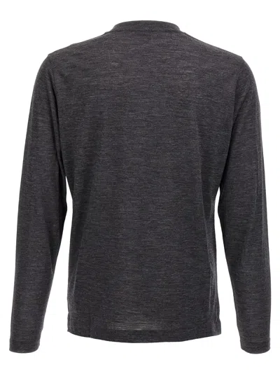 Zanone Heathered Grey Crewneck Wool Sweater With Classic Fit In Gray