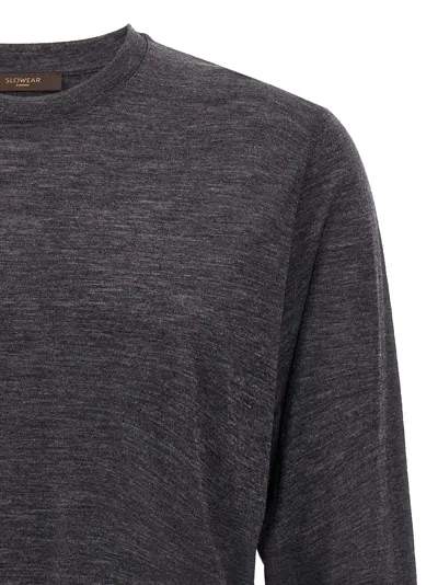 Zanone Heathered Grey Crewneck Wool Sweater With Classic Fit In Gray
