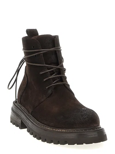 Marsèll Chunky Sole Combat Boots With Suede Finish In Black