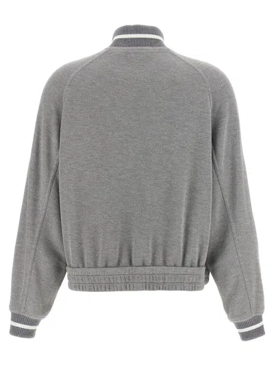 Brunello Cucinelli Logo Zipped Sweatshirt In Gray