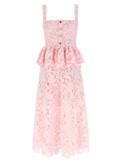 Self-portrait Womens Pink Peplum Sleeveless Lace Midi Dress