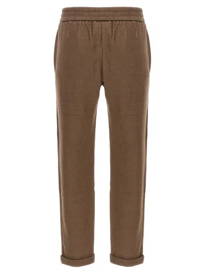 Brunello Cucinelli Cotton-silk Blend Joggers With Side Monile Detail