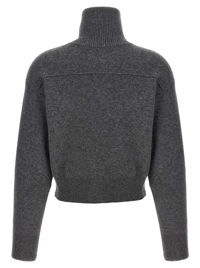 Brunello Cucinelli Shiny Zipper Pull Sweaters And Cardigans Gray