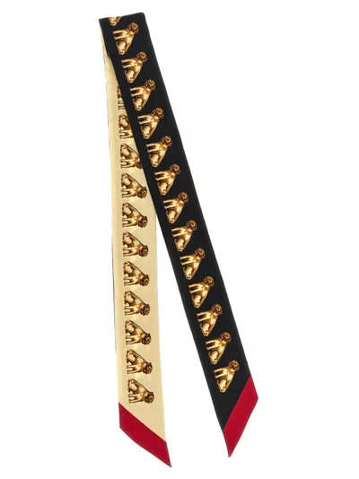 Valentino 'petit Charles' Scarf With Dual Color Accents In Brown