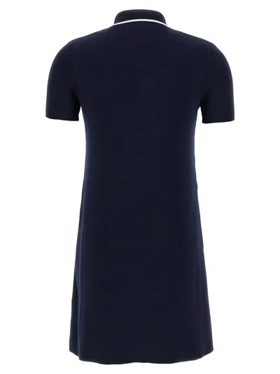 Valentino Crochet Cherry Short-sleeve Polo Mini Dress In Blue
