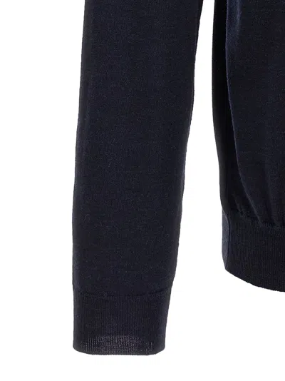 Zanone Wool Polo Shirt Collar Cuffs Hem In Blue