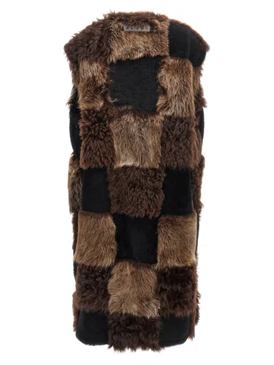 Marni Patchwork Design Shearling Vest